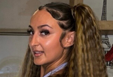 a woman with long hair