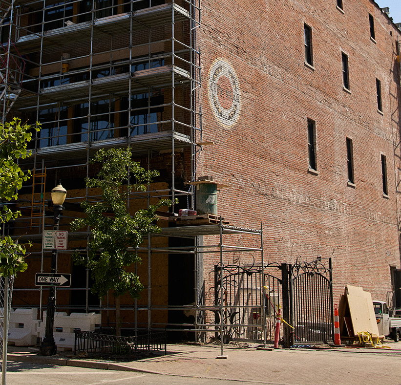 a building under construction with scaffolding
