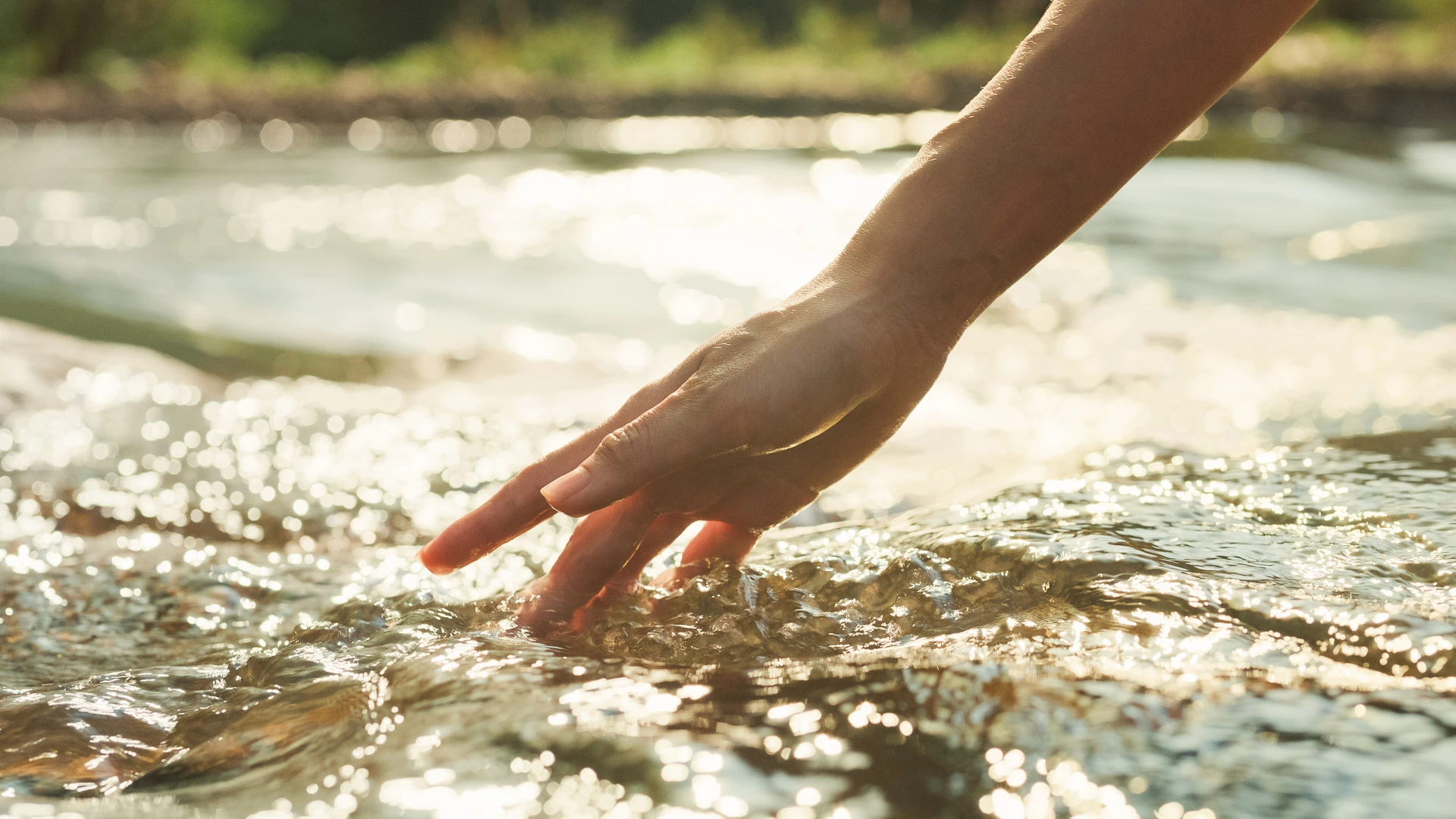 a hand touching water