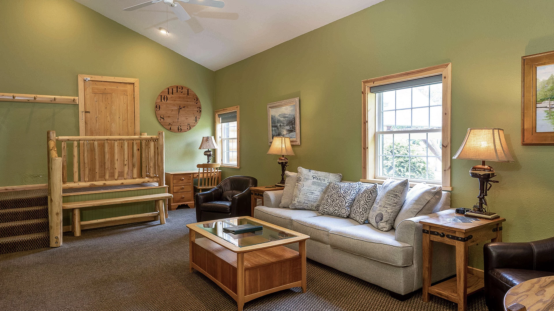 a living room with a couch and a coffee table