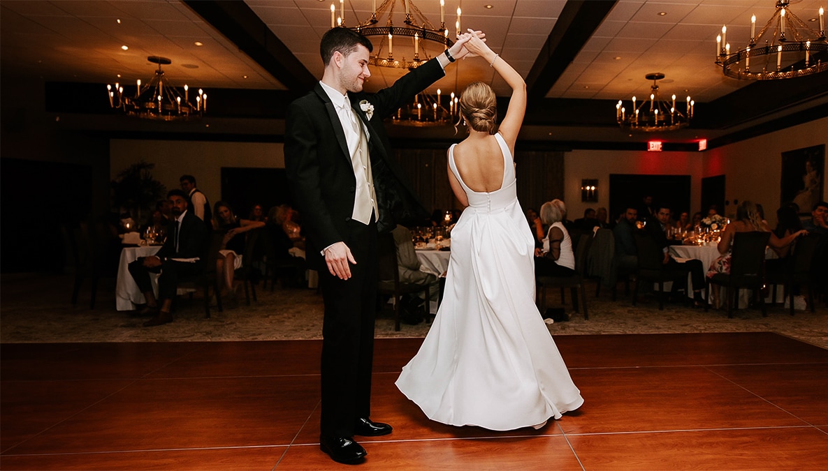 a man and woman dancing