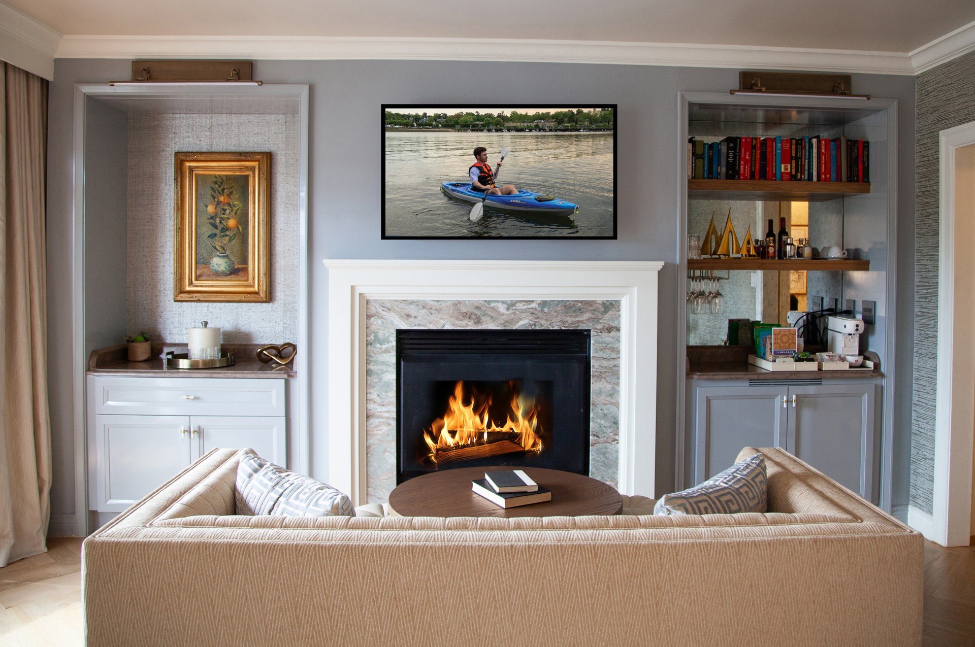 a fireplace in a living room