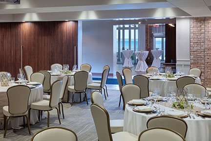 a room with tables and chairs