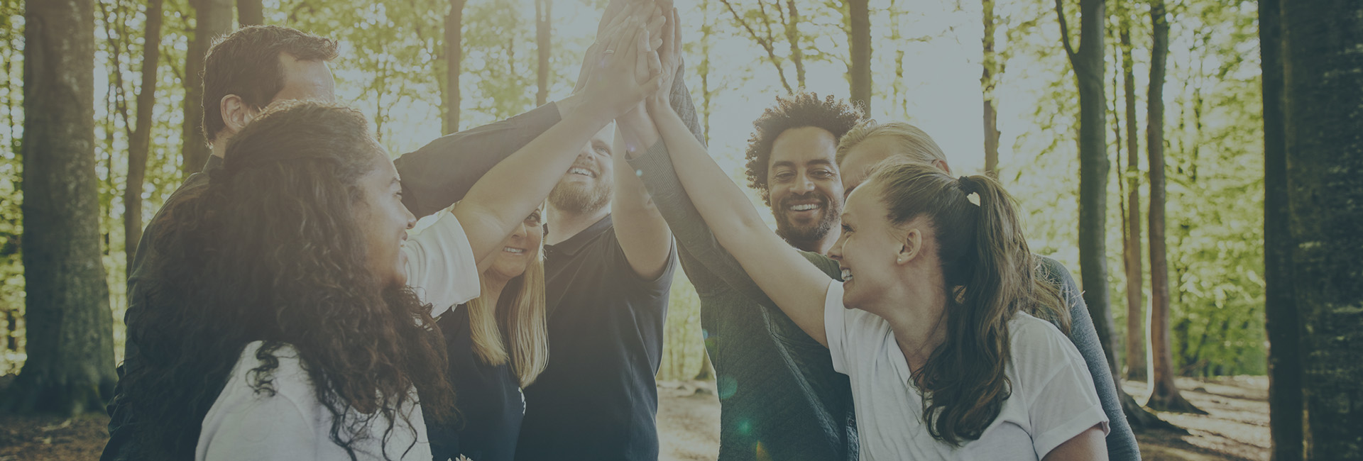 A group of people team building