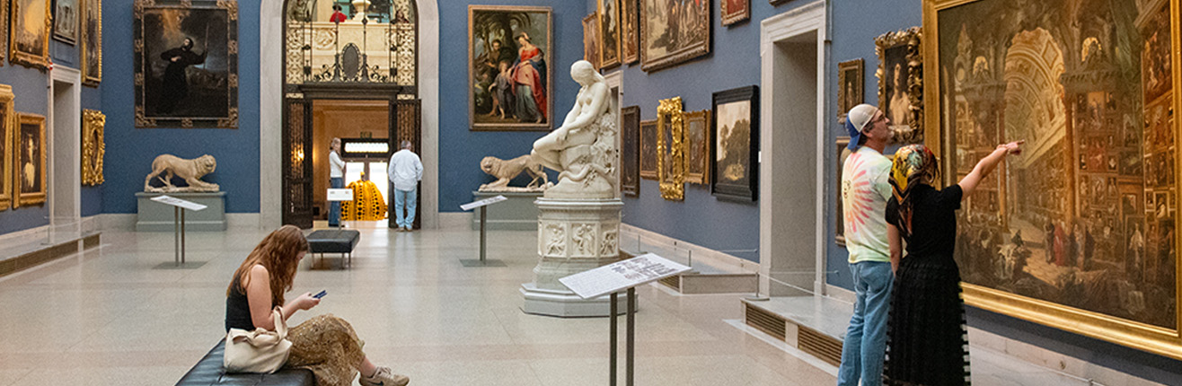 a statue in a museum