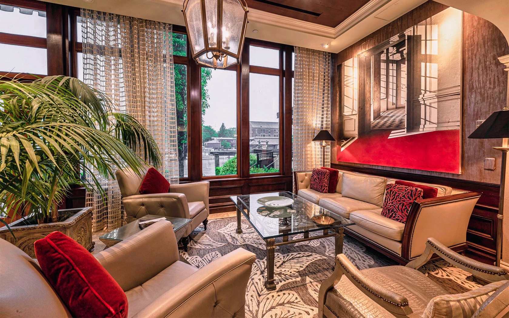 Tan leather couches
