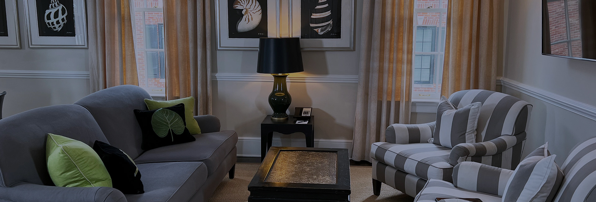 a living room with a couch and a coffee table
