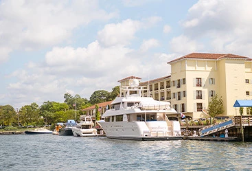 a boat docked at a pier