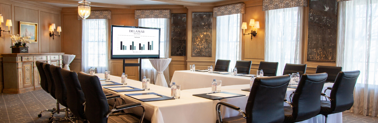 a room with tables and chairs