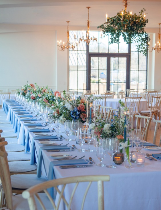 a long table set for a party