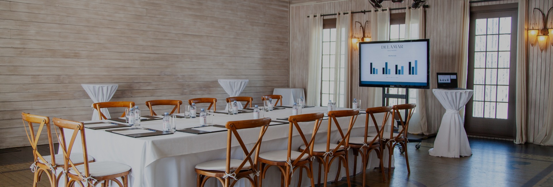 a room with a table and chairs