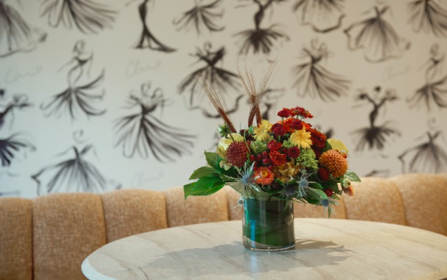a bouquet of flowers on a table