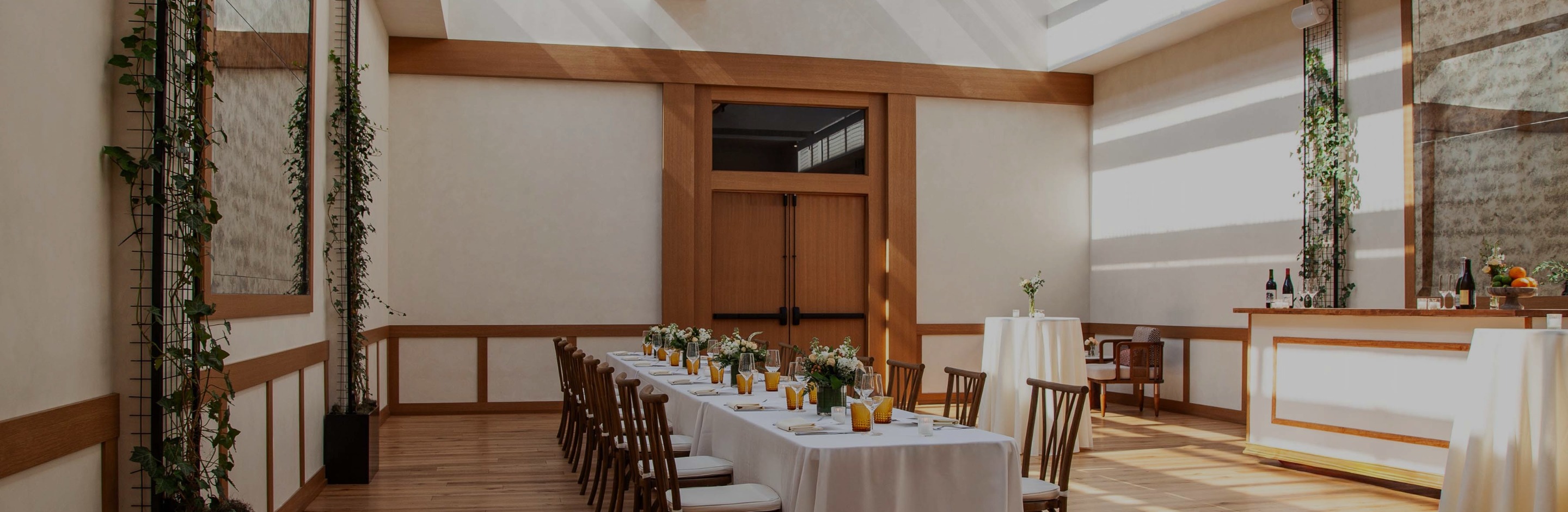 a long table set for a wedding