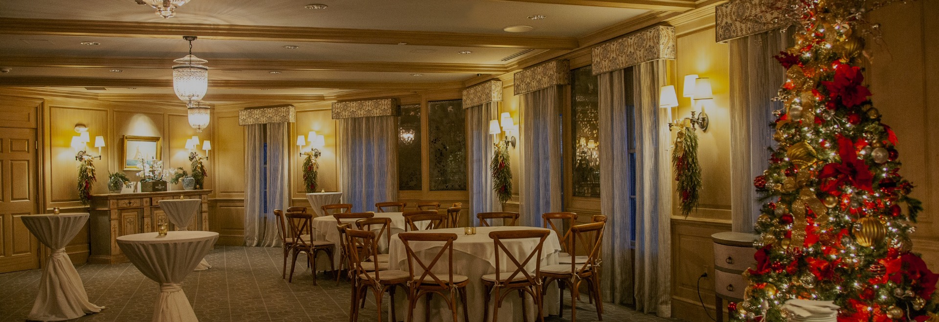a room with tables and chairs