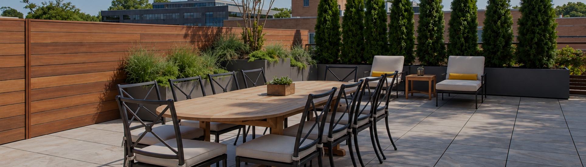 a table and chairs on a patio
