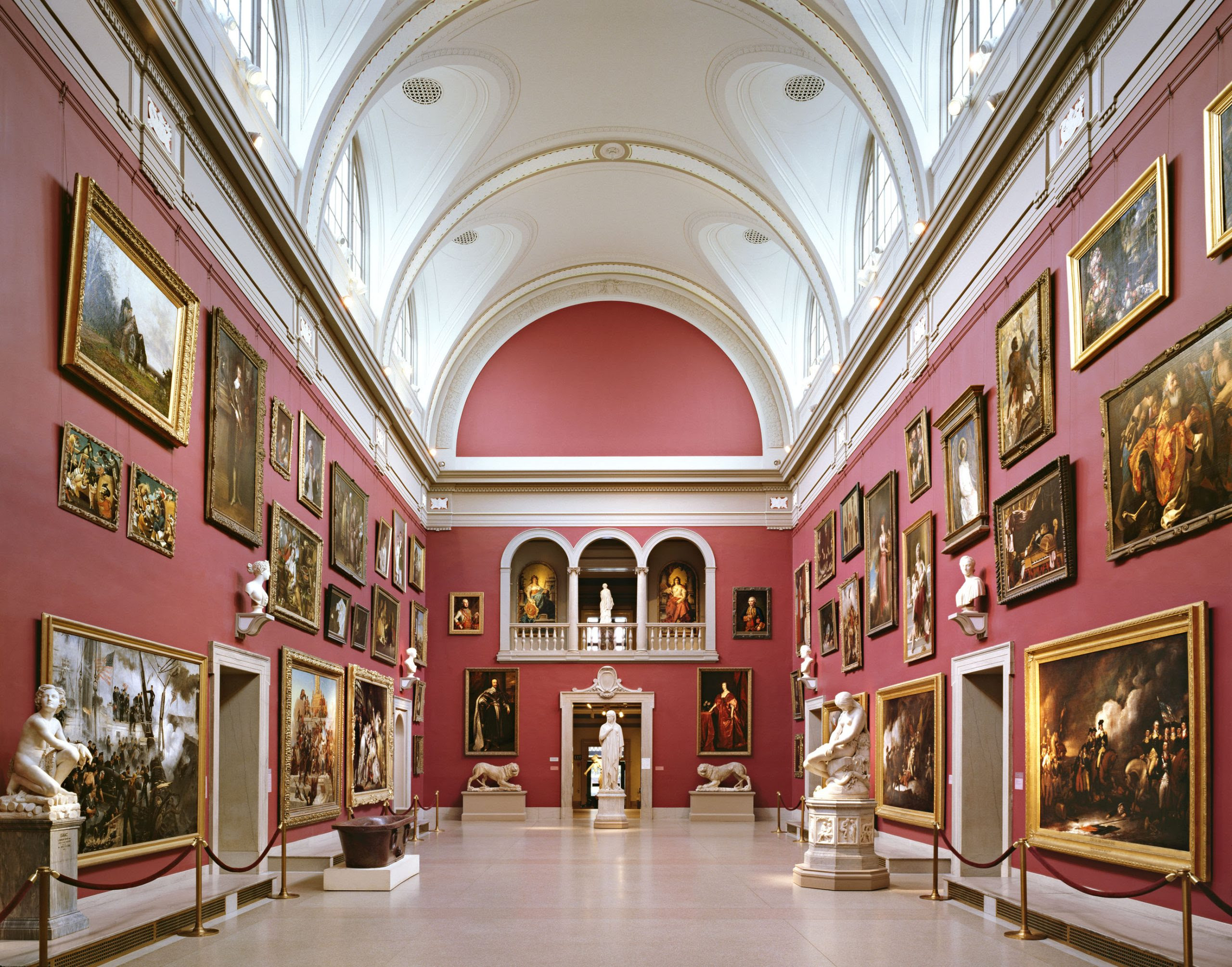 a room with art on the wall