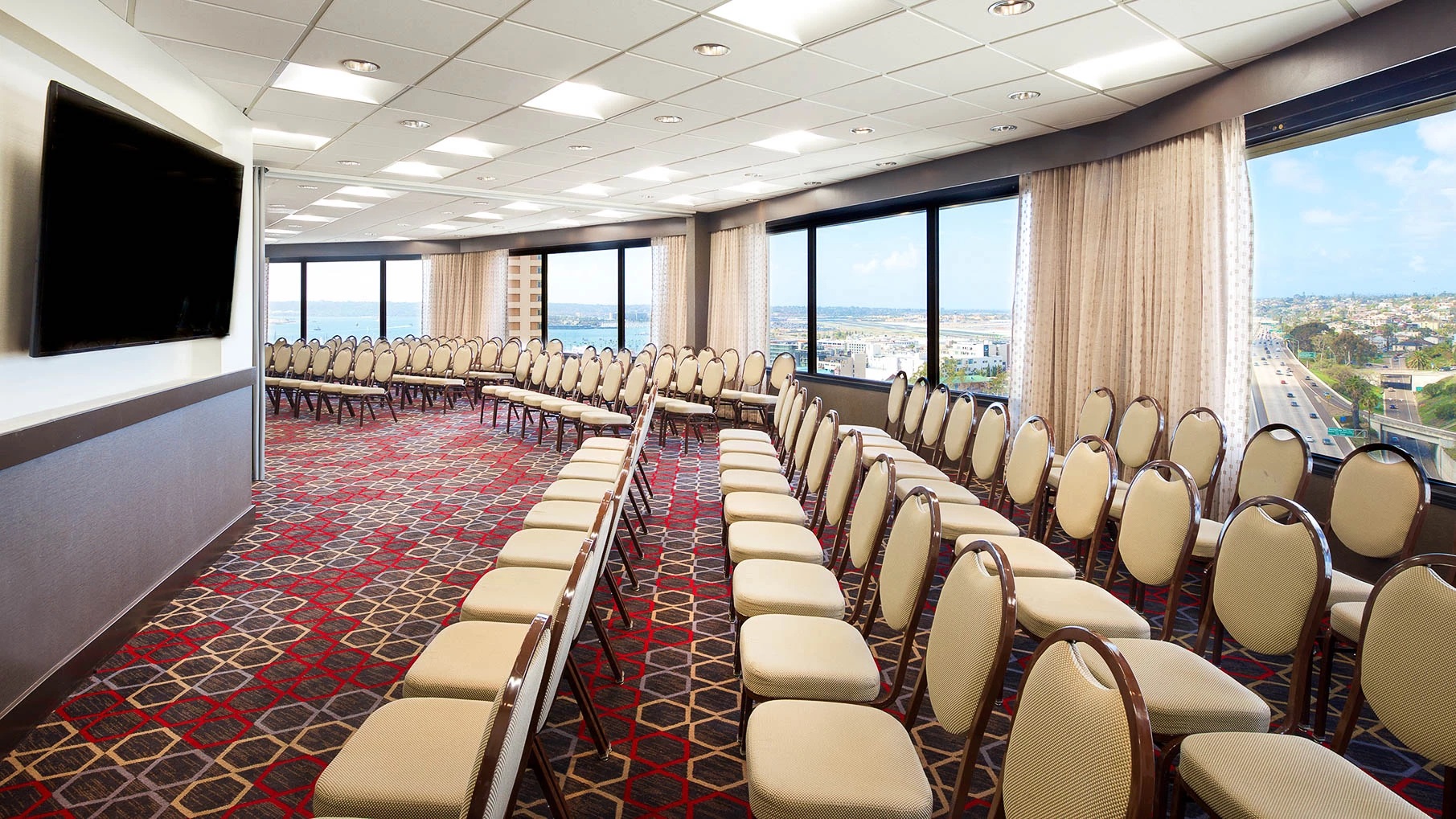 a room with many chairs