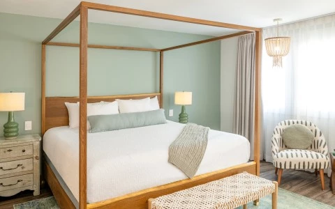 a bed with a canopy