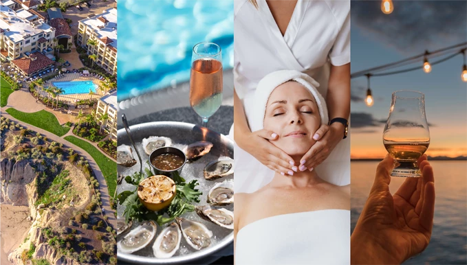 a collage of a woman in white towels