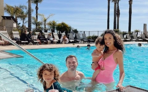 a group of people in a pool