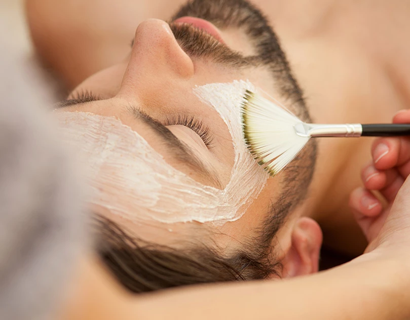 man getting a facial 
