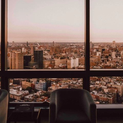 a view of a city from a window