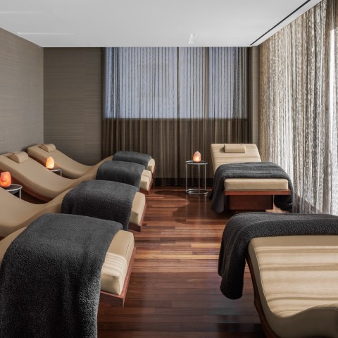 a room with chairs and a table