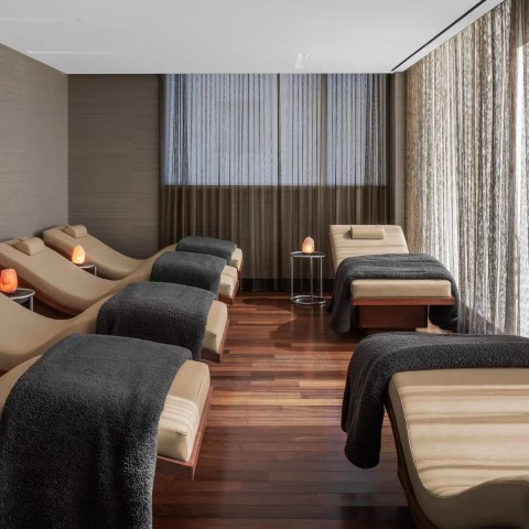 a room with chairs and a table