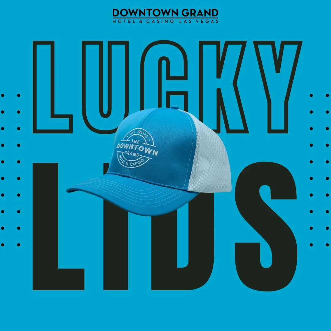 a blue and white hat on a blue background