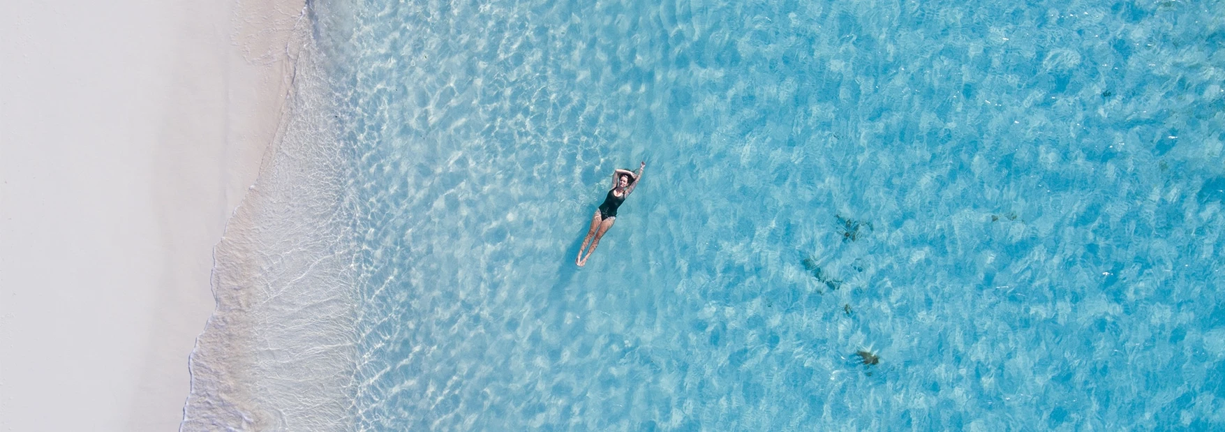 a woman floating in the water