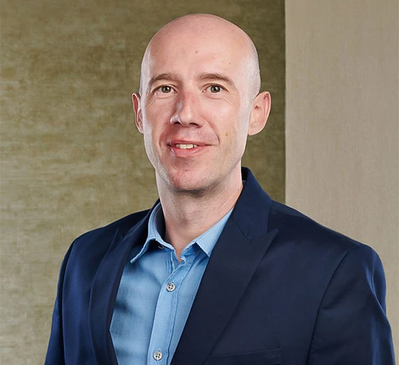 a man in a blue suit