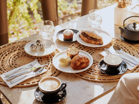 a table with food on it