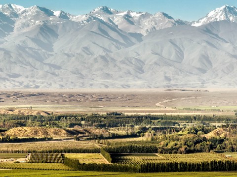 a landscape with mountains in the background