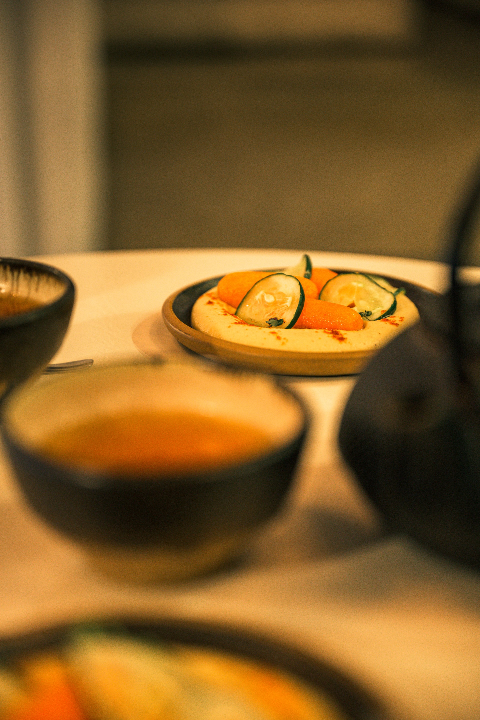 a plate of food and cups of tea at the Spa