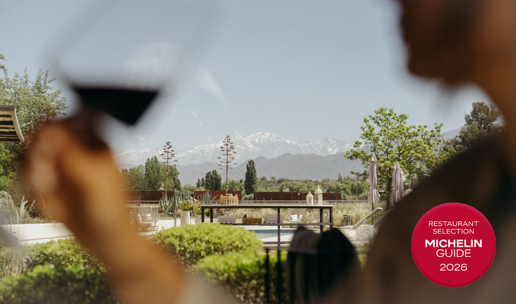 a view of a pool and mountains from a window