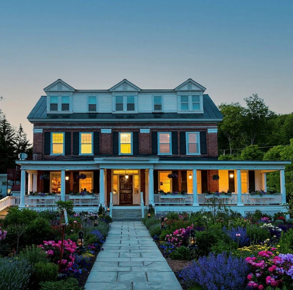 a house with a garden and a walkway