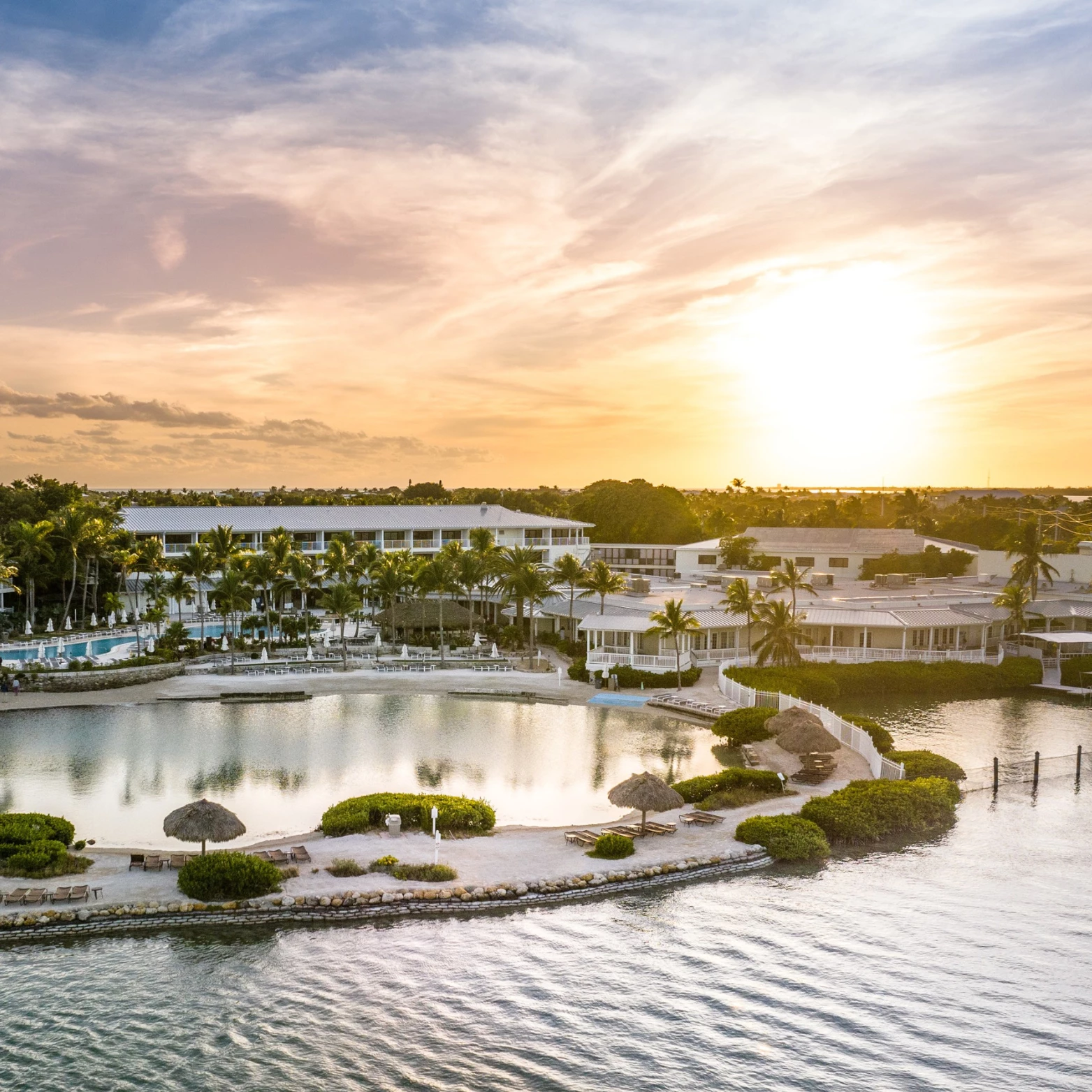 a body of water with buildings and trees