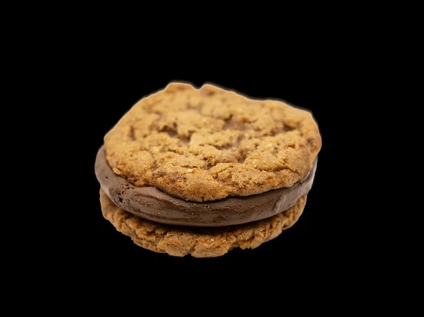 a cookie with chocolate filling