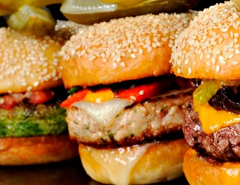 three cheeseburgers