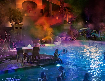 volcano themed glo party at the pool