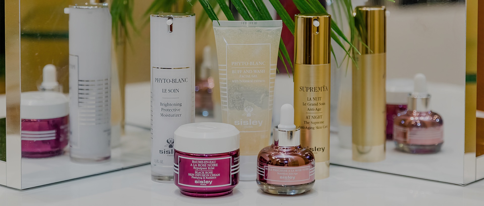 a group of bottles of cosmetics