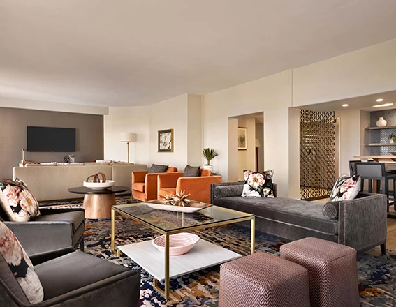 An expansive and warm living space and dining area 