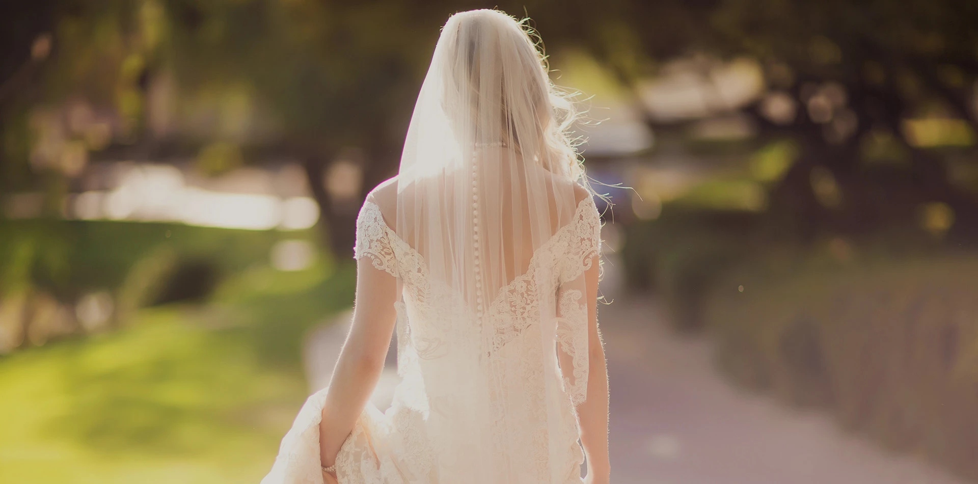 bride walking outside