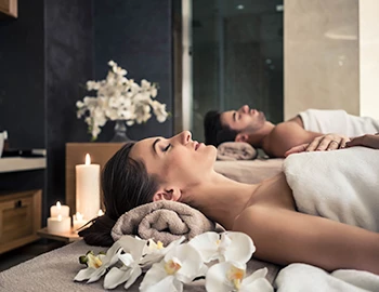 A couple enjoying a relaxing time at the spa