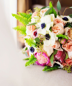 a close up of a bouquet of flowers