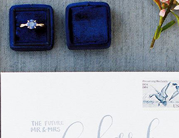 Wedding ring in a blue case