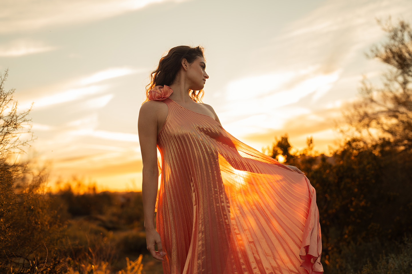 a woman in a dress