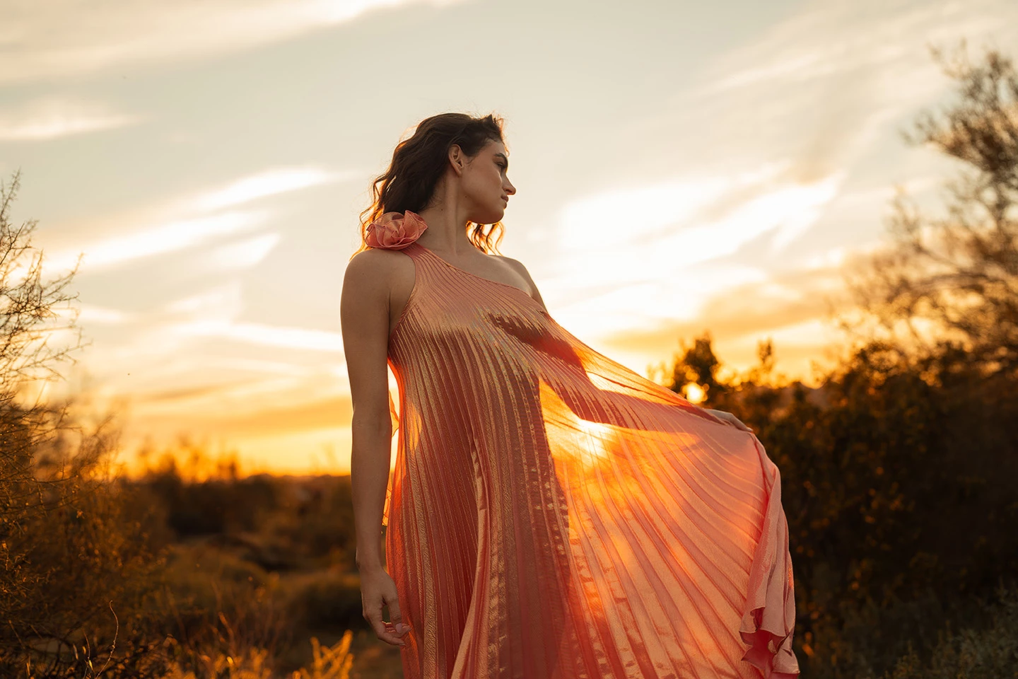 a woman in a dress
