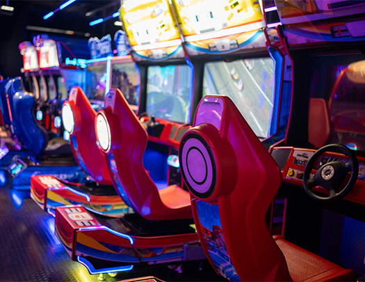 a row of arcade games