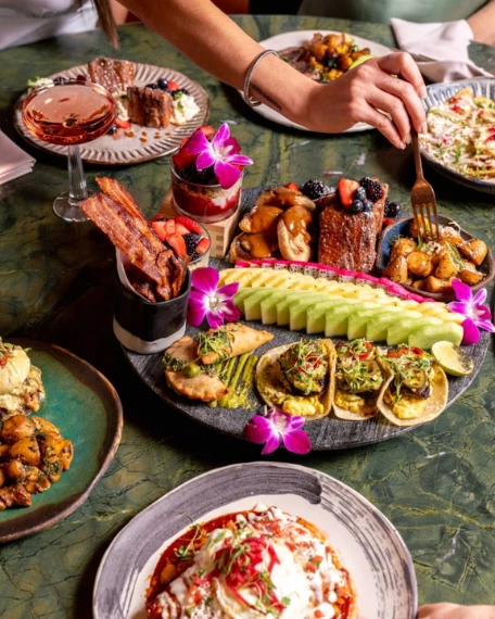 a table full of food